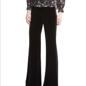 Ramsey Wide-Leg High-Waist Velvet Tux Pants